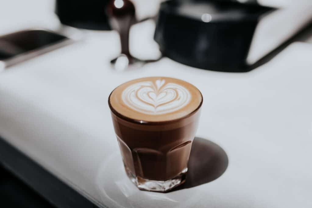 Iced Espresso clear glass cup with liquid