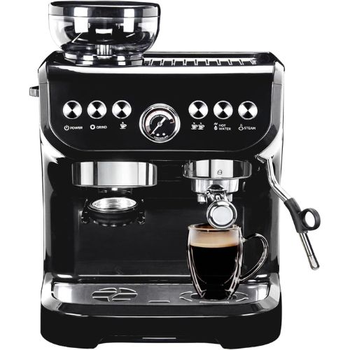 Espresso Machine 15 Bar with Milk Frother Steam Wand and Grinder Combo