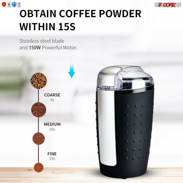 Coffee Grinder 5 Ounce Electric Large Portable Compact 150W Spice Grinder with Stainless Blade Grinder - Image 8