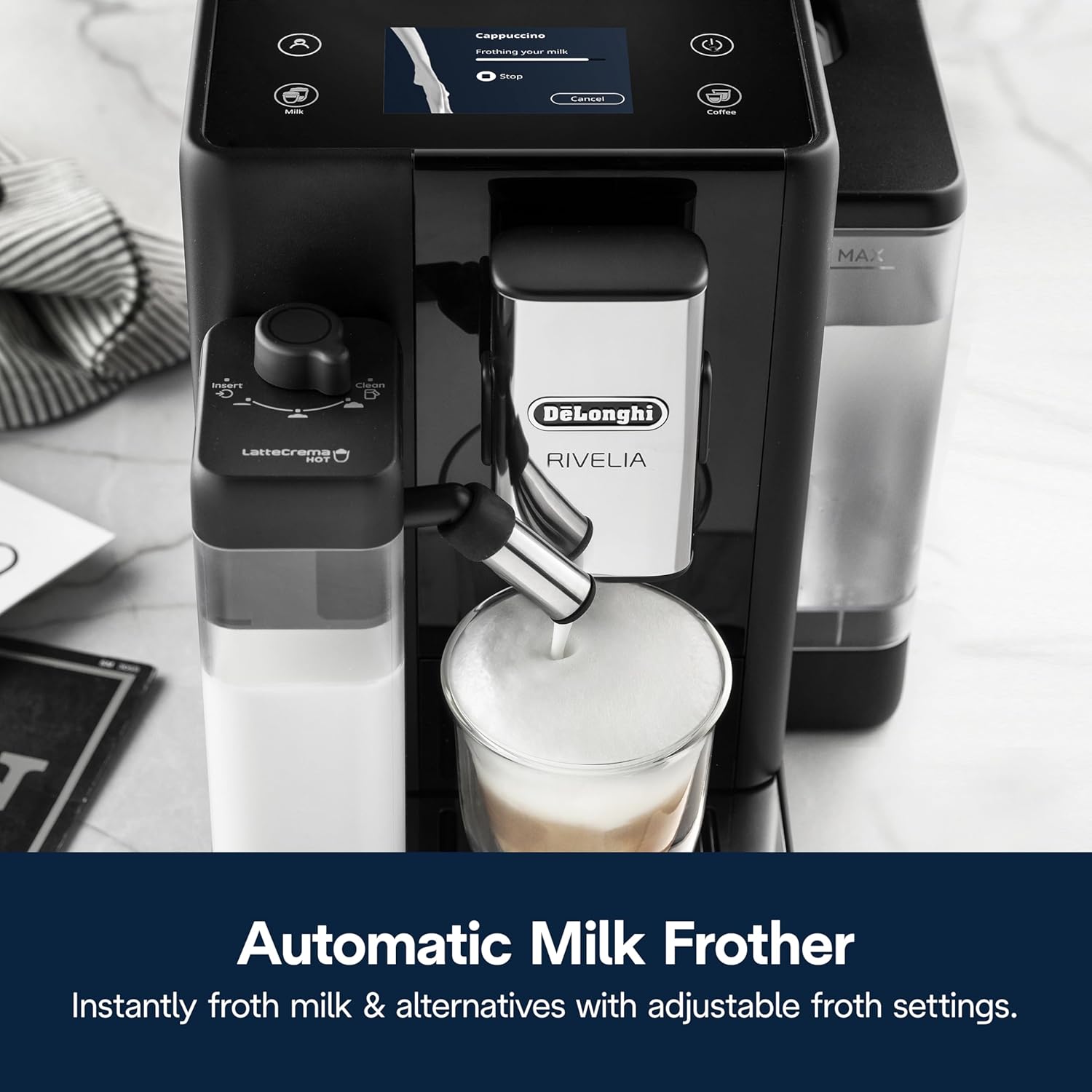 De'Longhi Rivelia Automatic Espresso Machine with Grinder & Milk Frother
