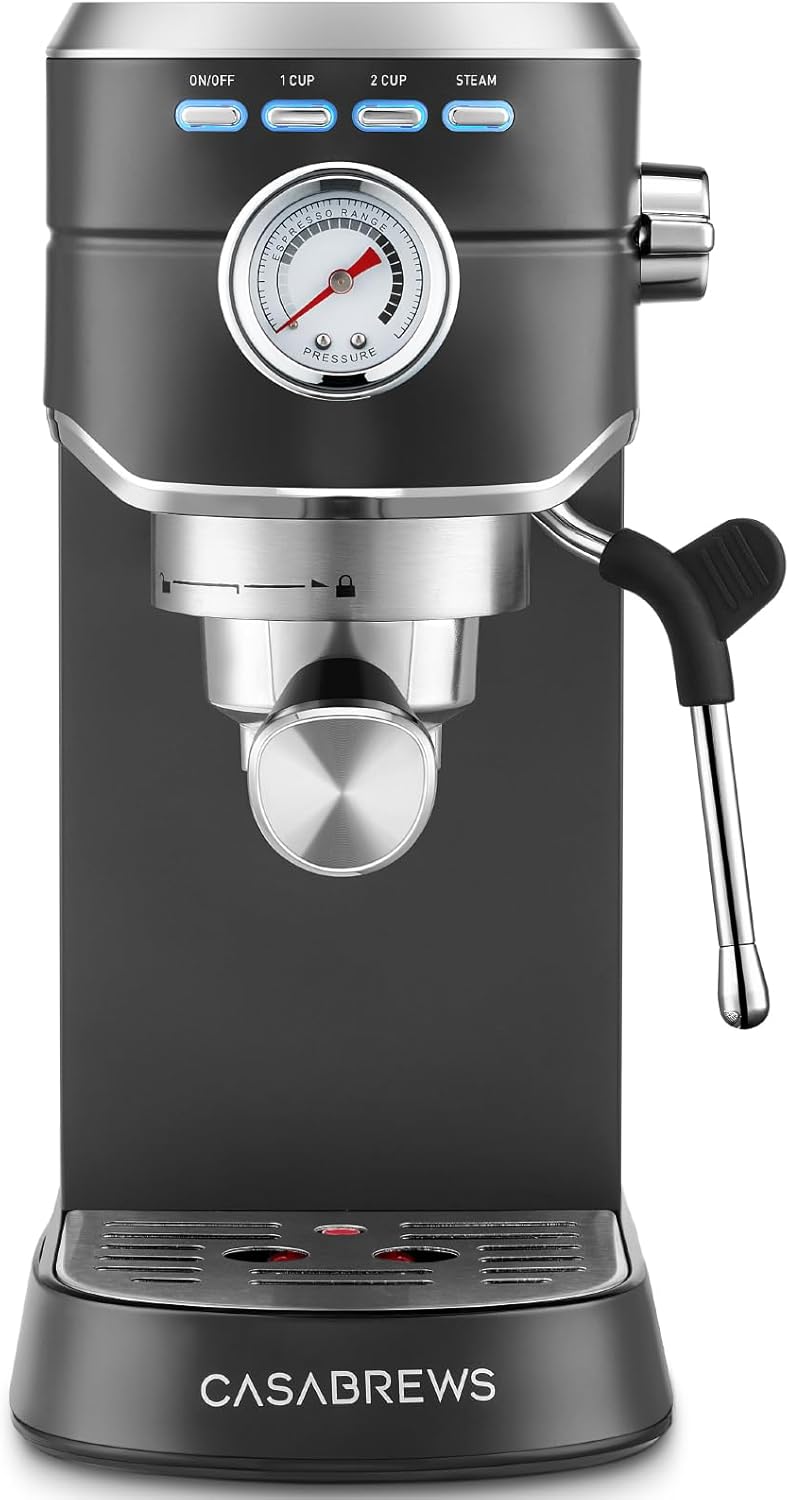 CASABREWS Espresso Machine 20 Bar, Compact Espresso Maker with Steam Milk Frother