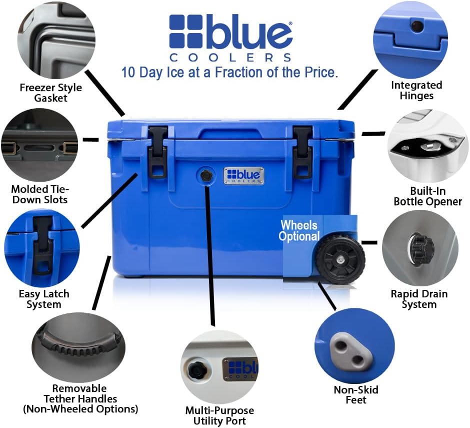 Blue Coolers 110‑Quart Ark Series Roto‑Molded Wheeled Cooler