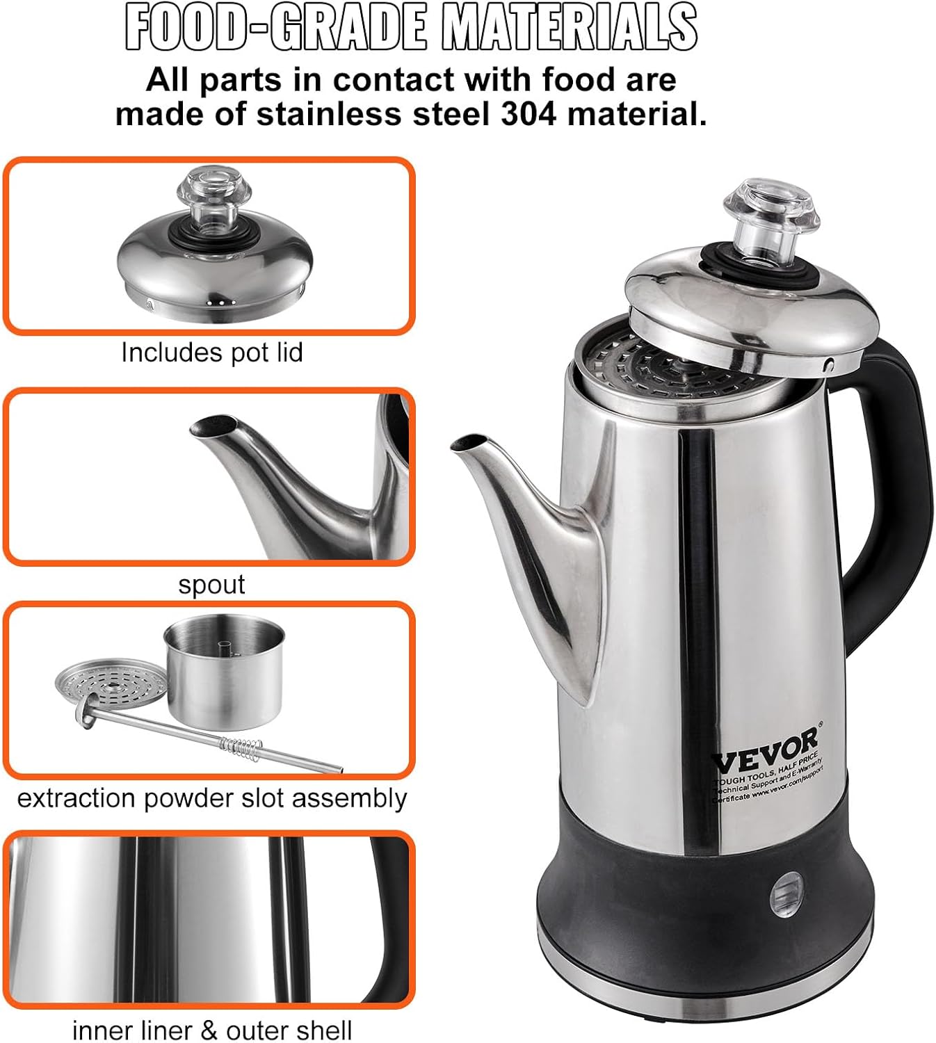 VEVOR Electric Percolator Coffee Pot