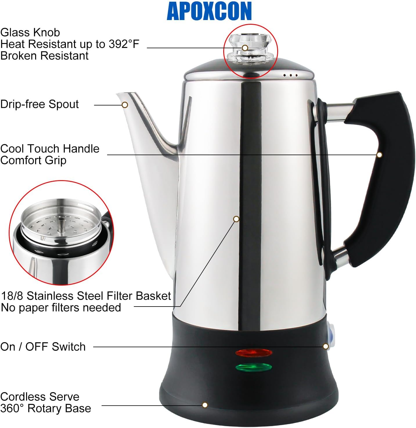 APOXCON Electric Coffee Percolator
