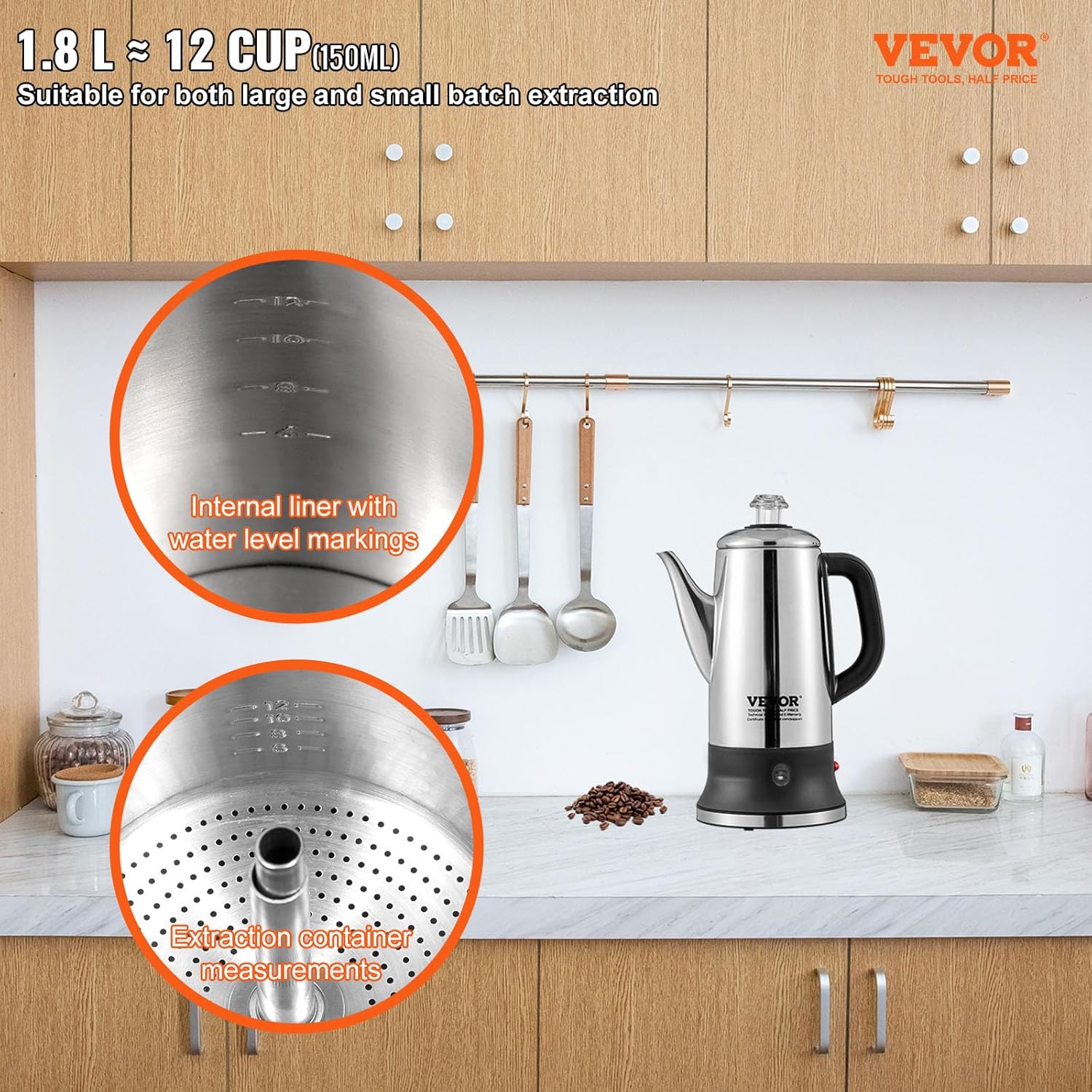 VEVOR Electric Percolator Coffee Pot