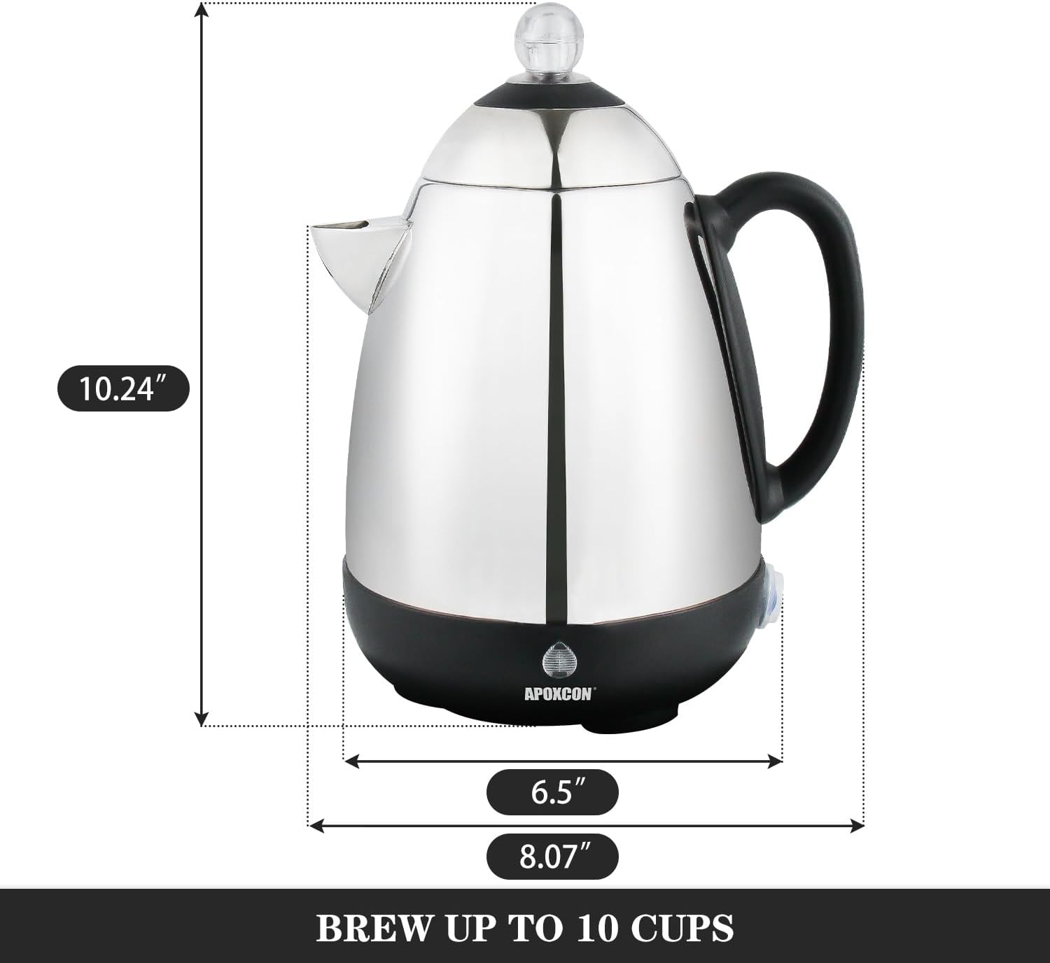 APOXCON Electric Coffee Percolator 10-Cup Stainless Steel Coffee Maker