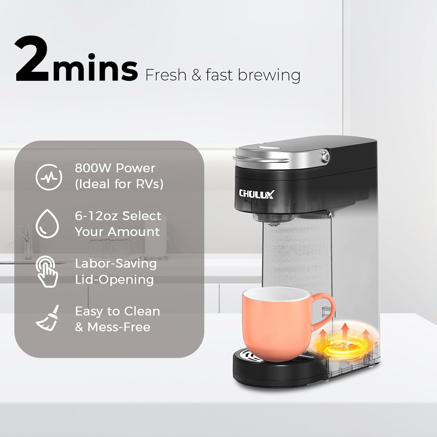 CHULUX Slim Single Serve Coffee Maker