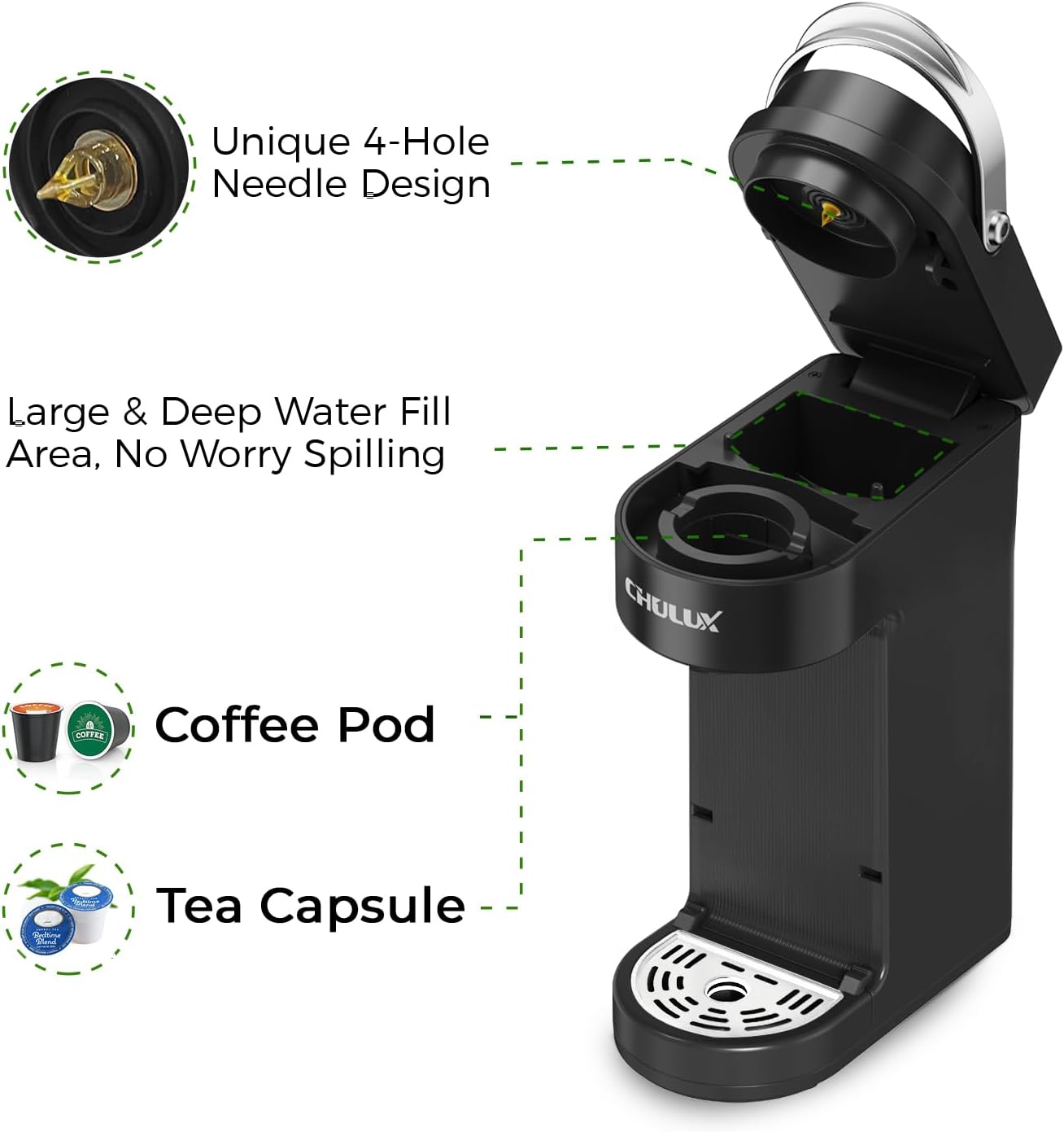 CHULUX Slim Single Serve Coffee Maker