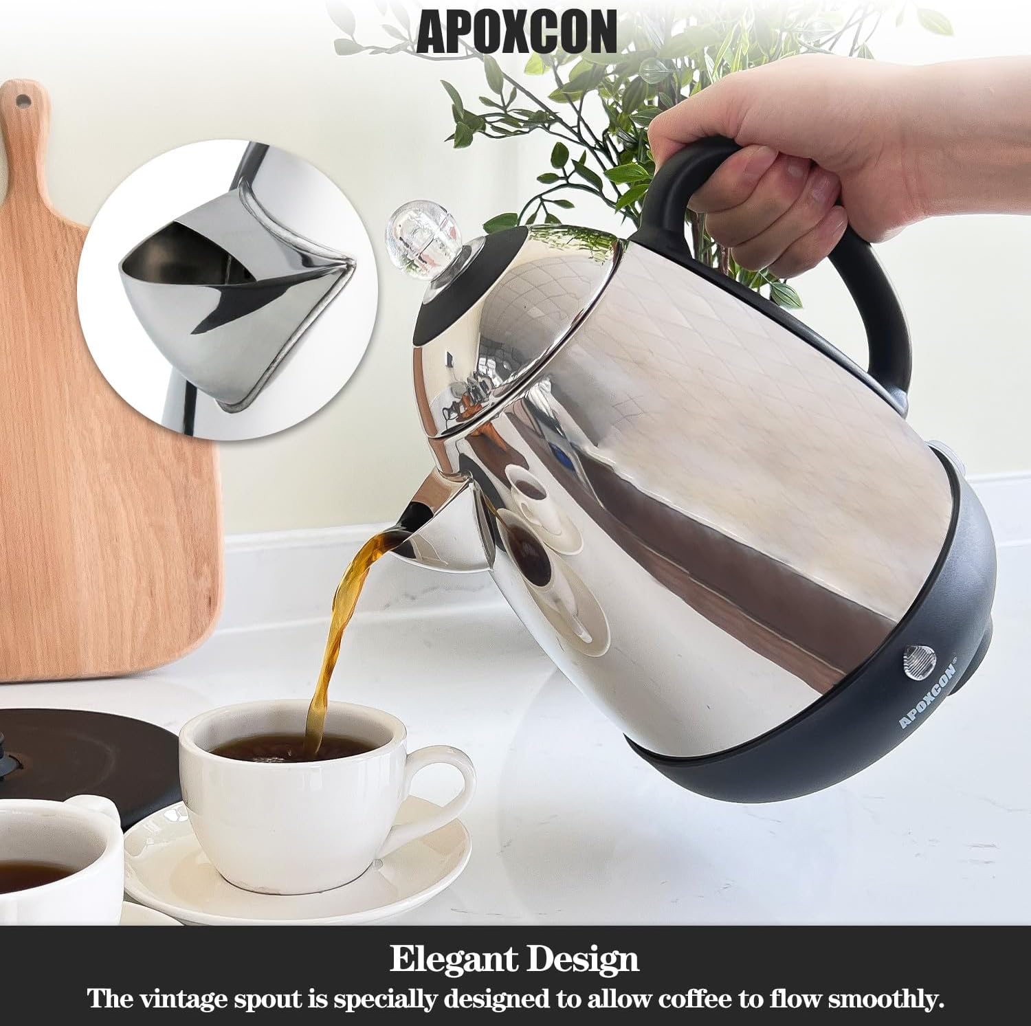 APOXCON Electric Coffee Percolator 10-Cup Stainless Steel Coffee Maker - Image 6