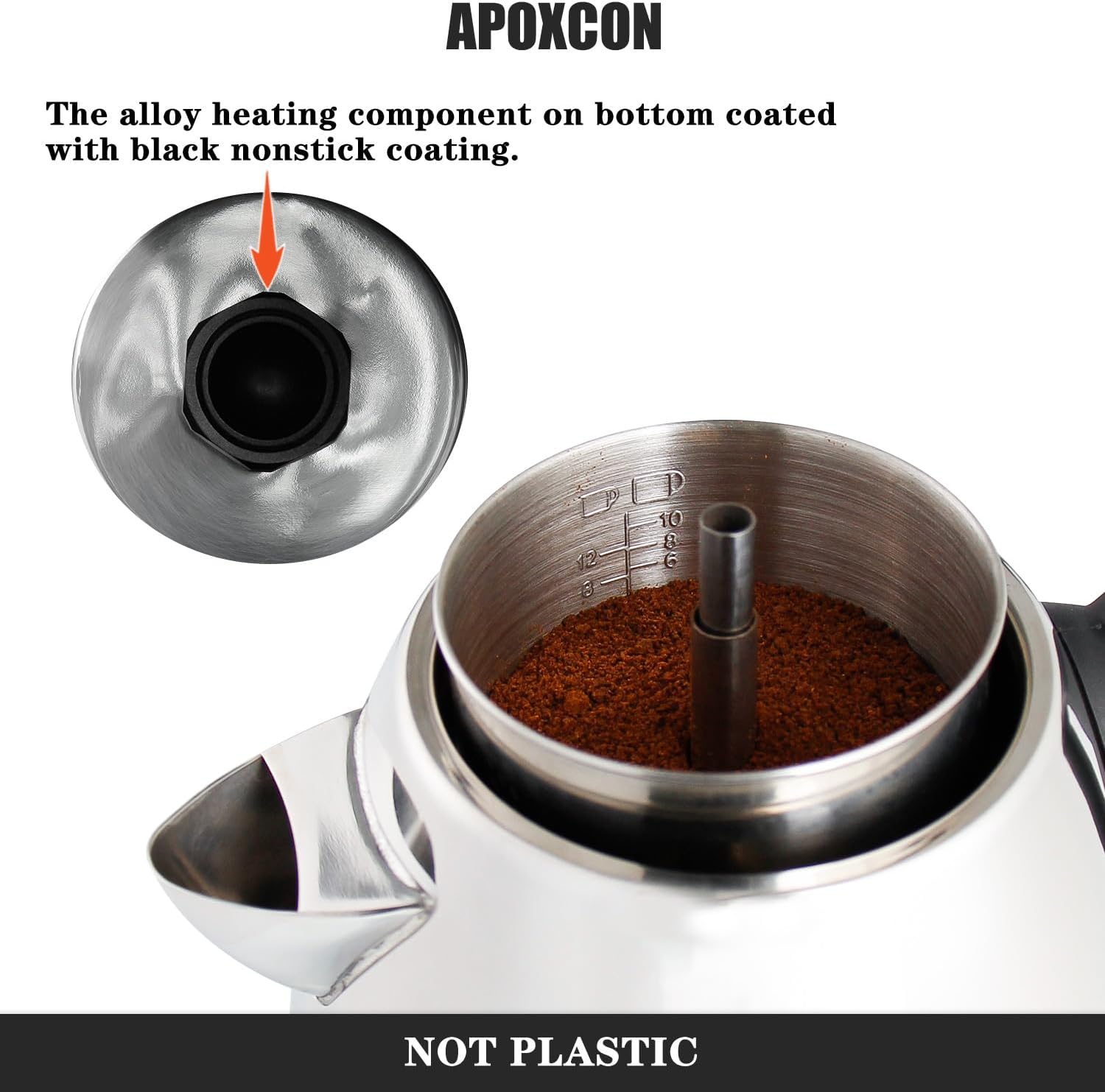 APOXCON Electric Coffee Percolator 10-Cup Stainless Steel Coffee Maker