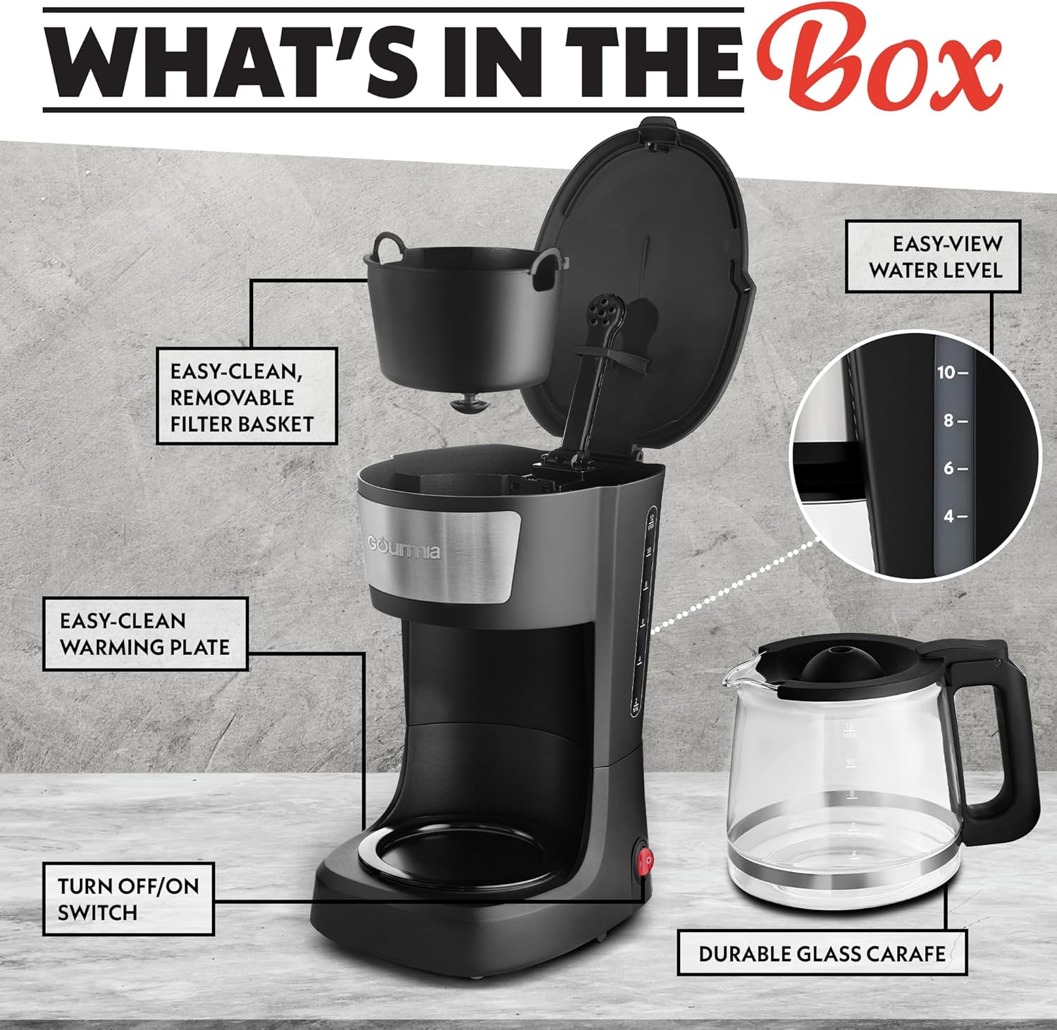 Gourmia GCM3282 12-Cup Drip Coffee Maker