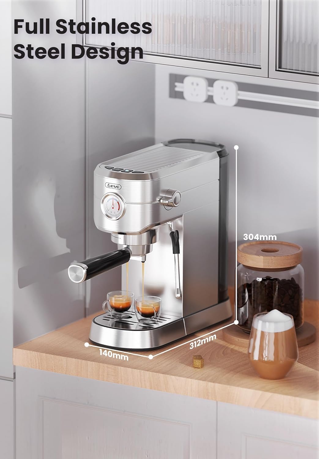 Gevi Commercial 20-Bar Professional Espresso Machine