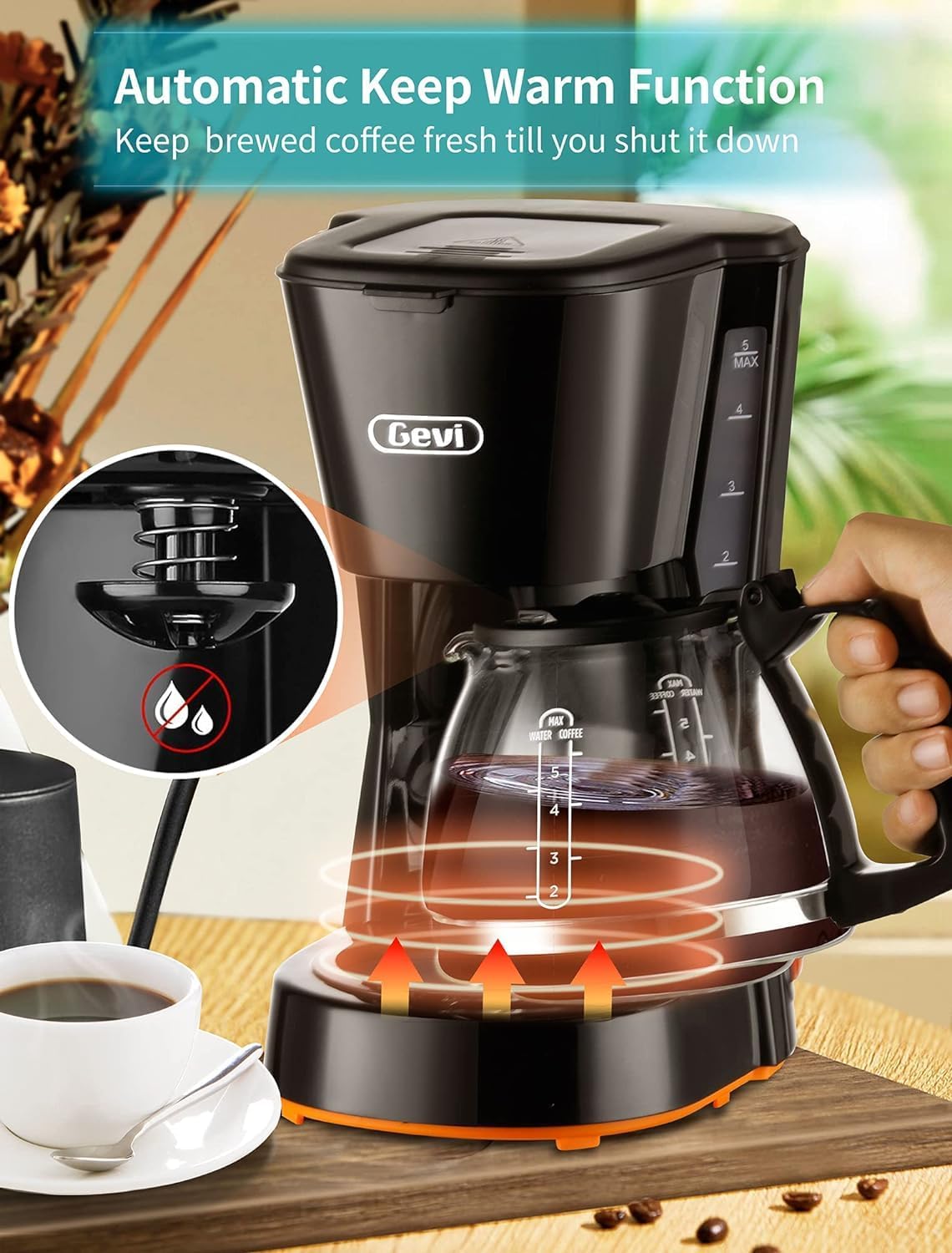 Gevi 5-Cup Compact Coffee Maker - Image 4