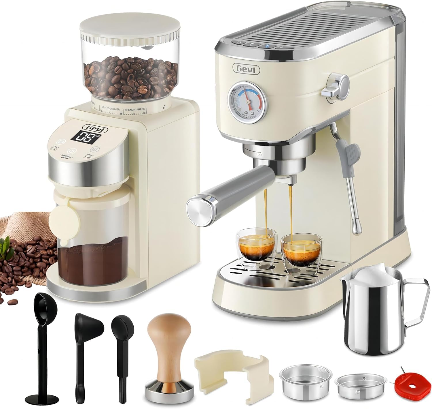 Gevi Espresso Machine 20 Bar with Grinder
