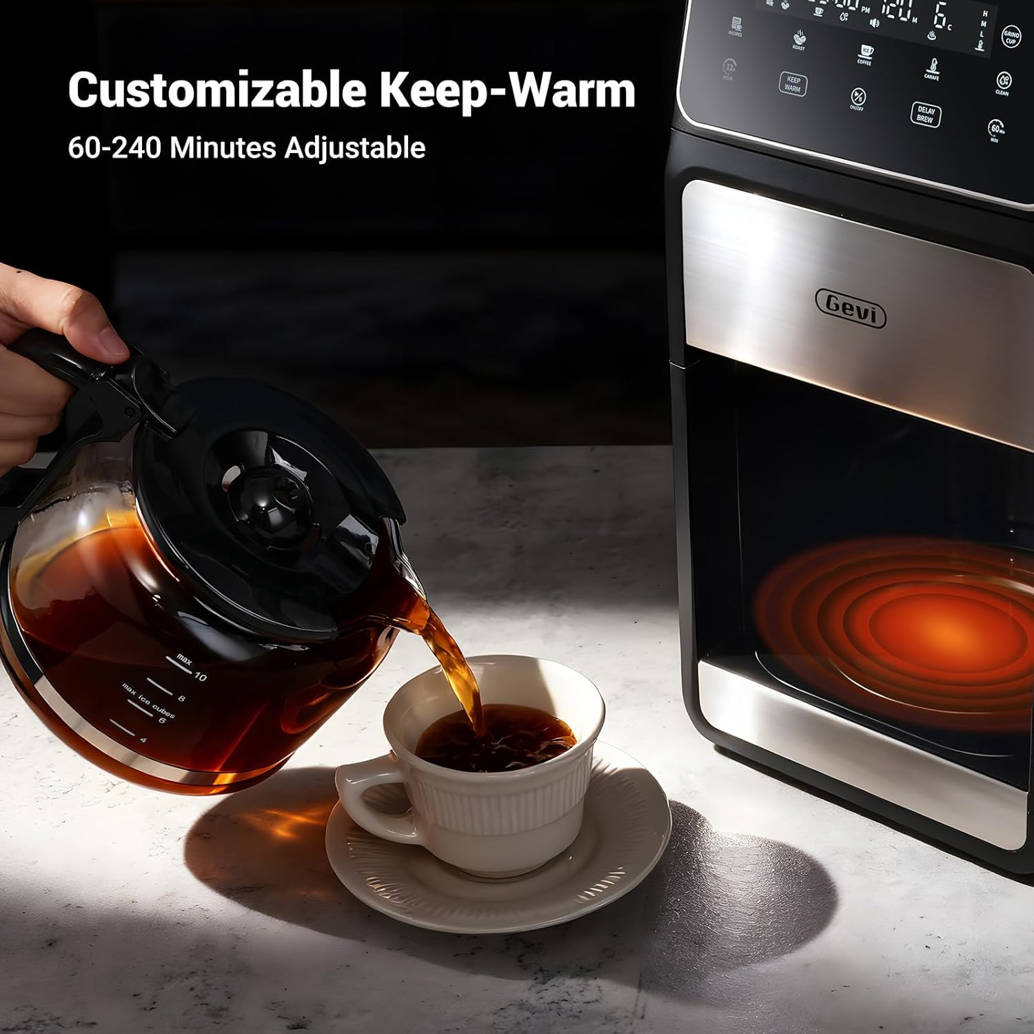 Gevi 10 Cup Drip Coffee Maker with Built-in Grinder