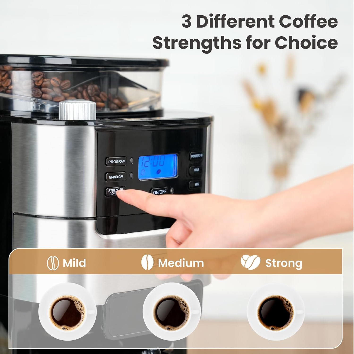 Gevi 10-Cup Coffee Maker with Built-in Burr Grinder