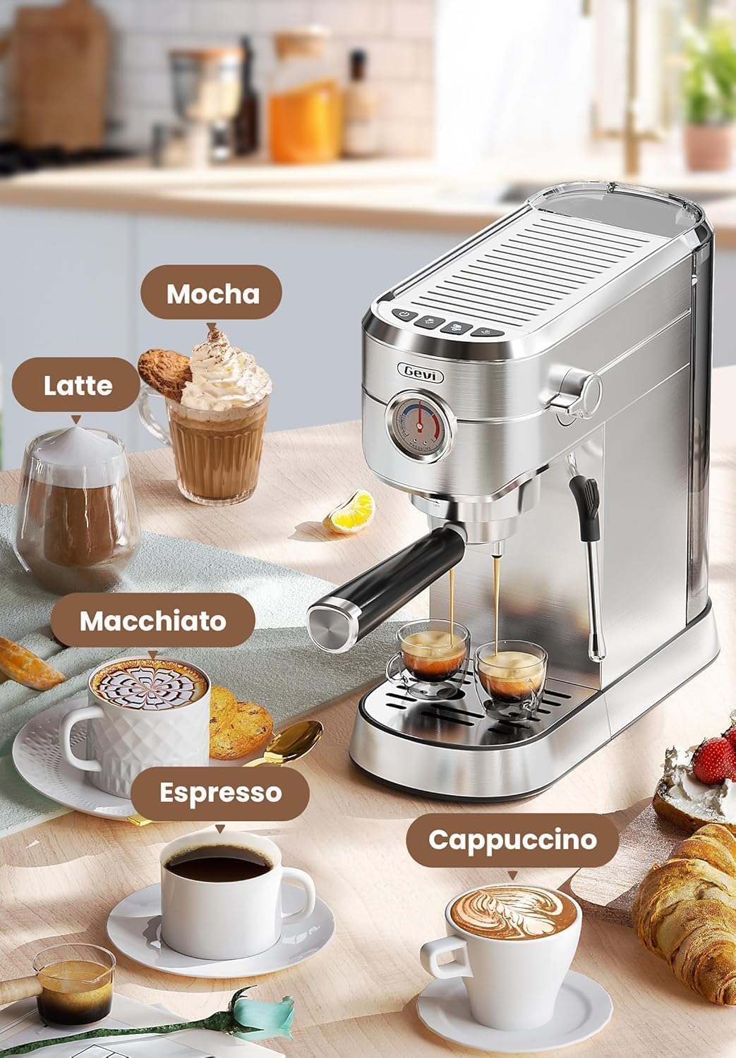 Gevi Commercial 20-Bar Professional Espresso Machine