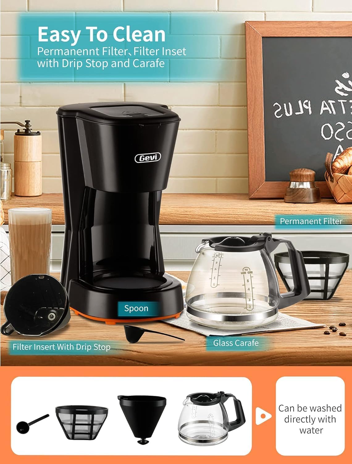 Gevi 5-Cup Compact Coffee Maker