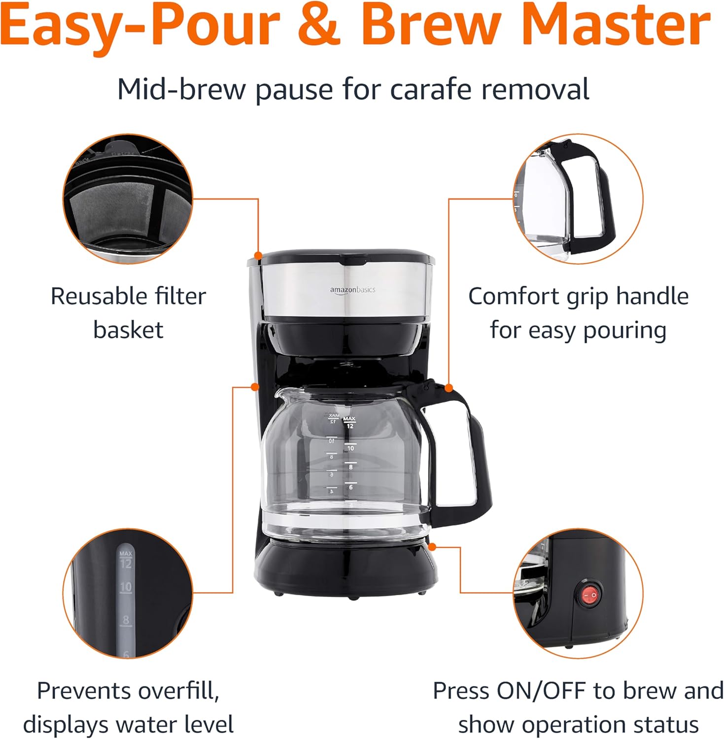 Amazon Basics 12-Cup Coffee Maker with Reusable Filter - Image 3