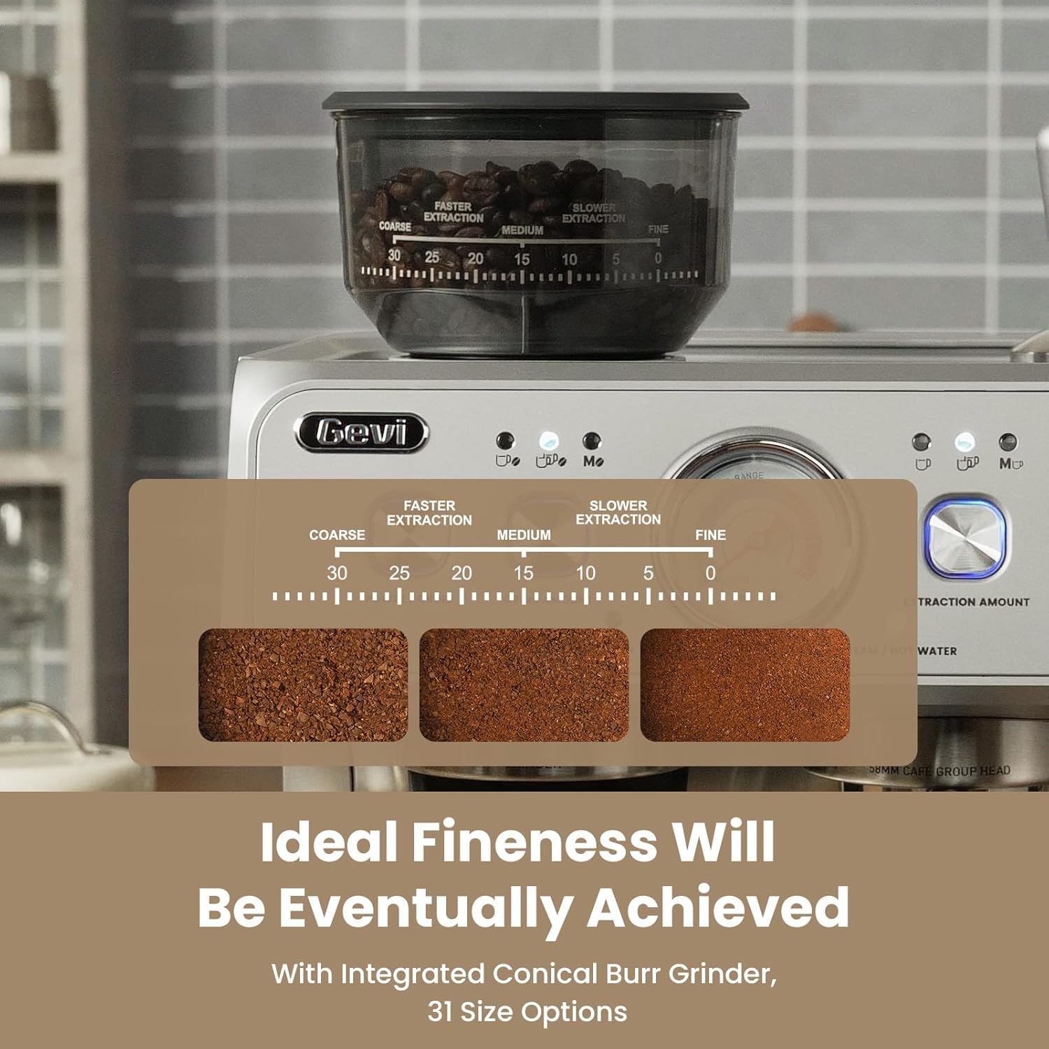 Gevi Dual Boiler Espresso Machine with Built-in Grinder - Image 4