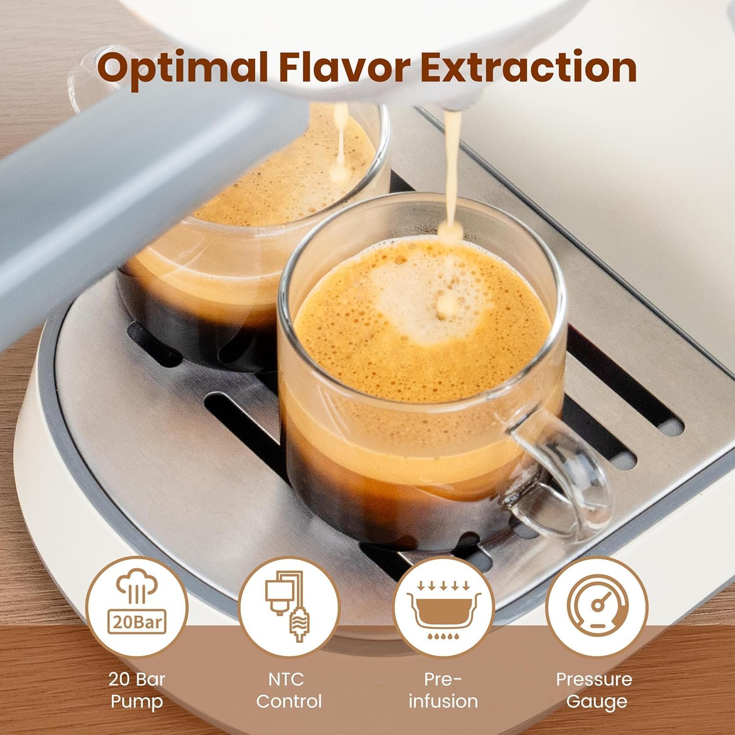 Gevi Espresso Machine 20 Bar with Grinder