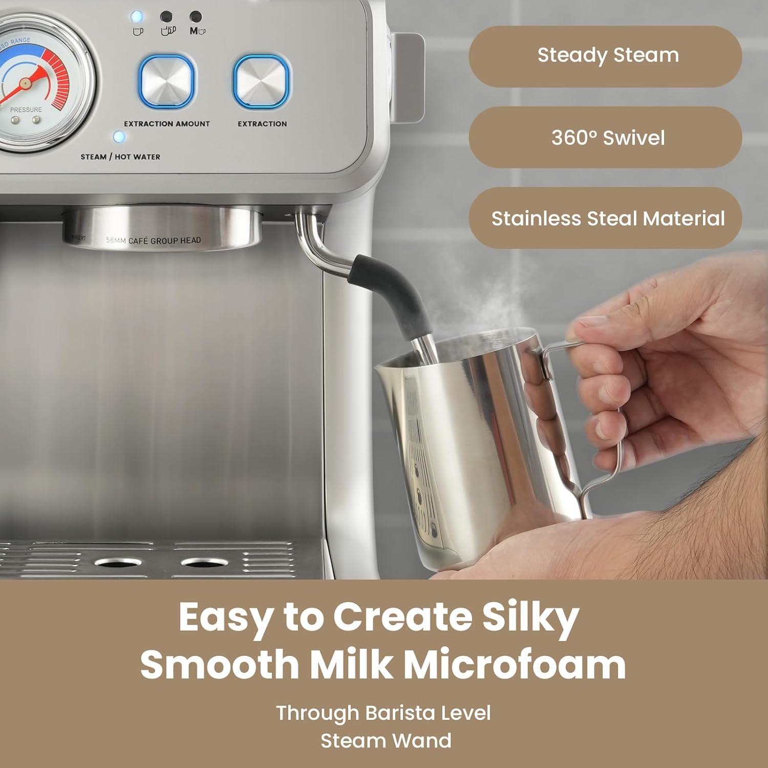 Gevi Dual Boiler Espresso Machine with Built-in Grinder