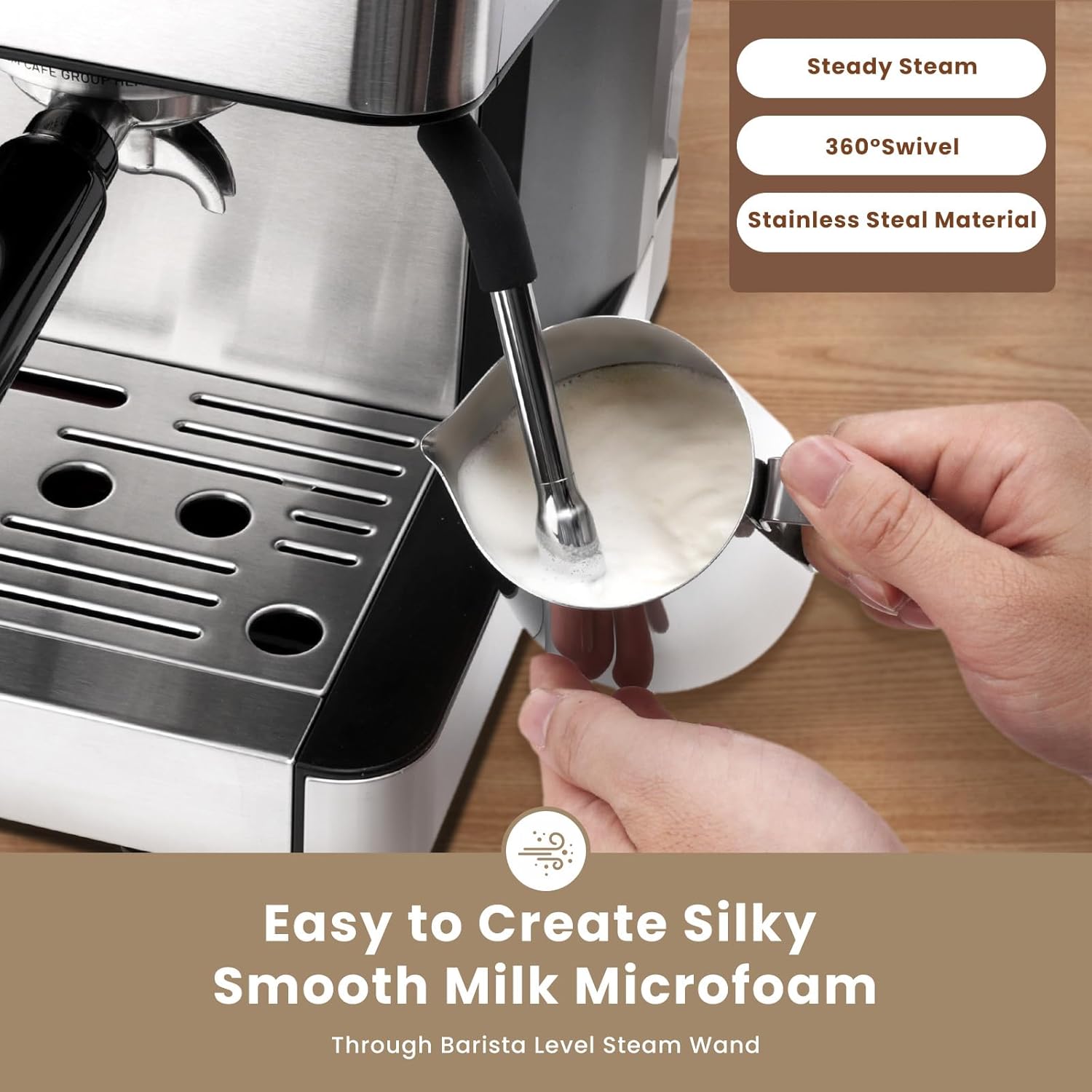 Gevi Espresso Machine with Grinder & Milk Frother, 20 Bar Professional Coffee Maker