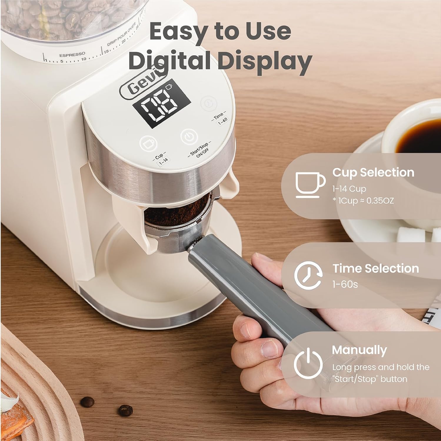 Gevi Electric Burr Coffee Grinder – 35 Settings for Espresso