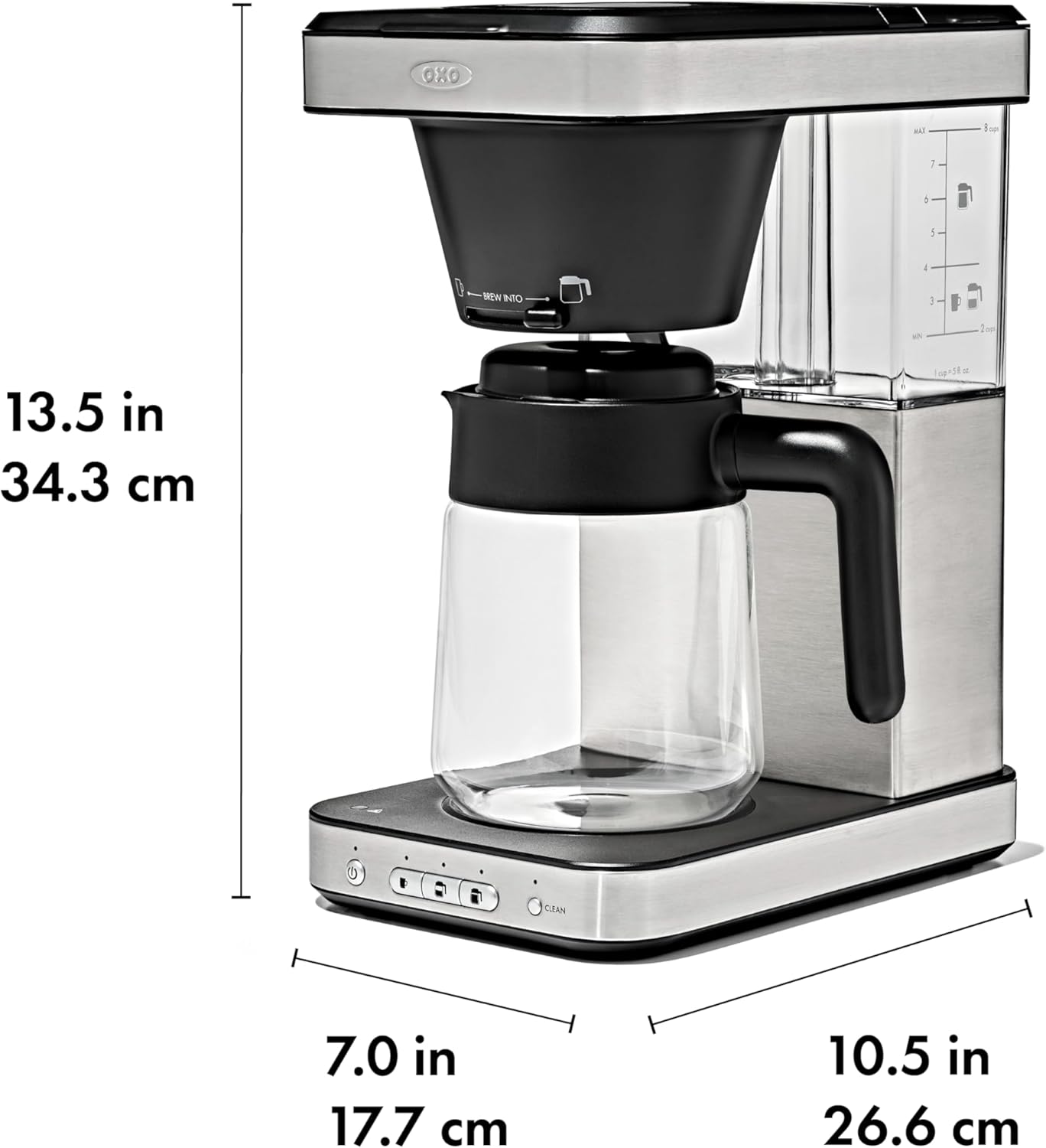 OXO Brew 8-Cup Coffee Maker with Podless Single-Serve Function and Glass Carafe