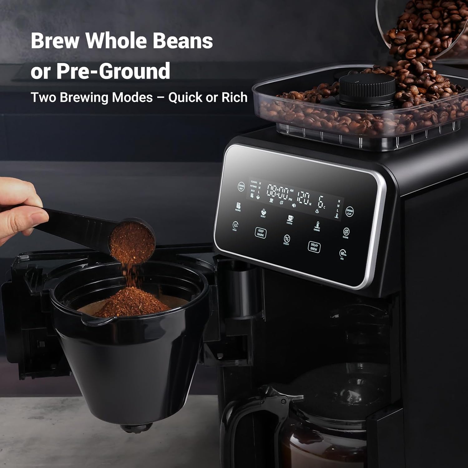 Gevi 10 Cup Drip Coffee Maker with Built-in Grinder - Image 4