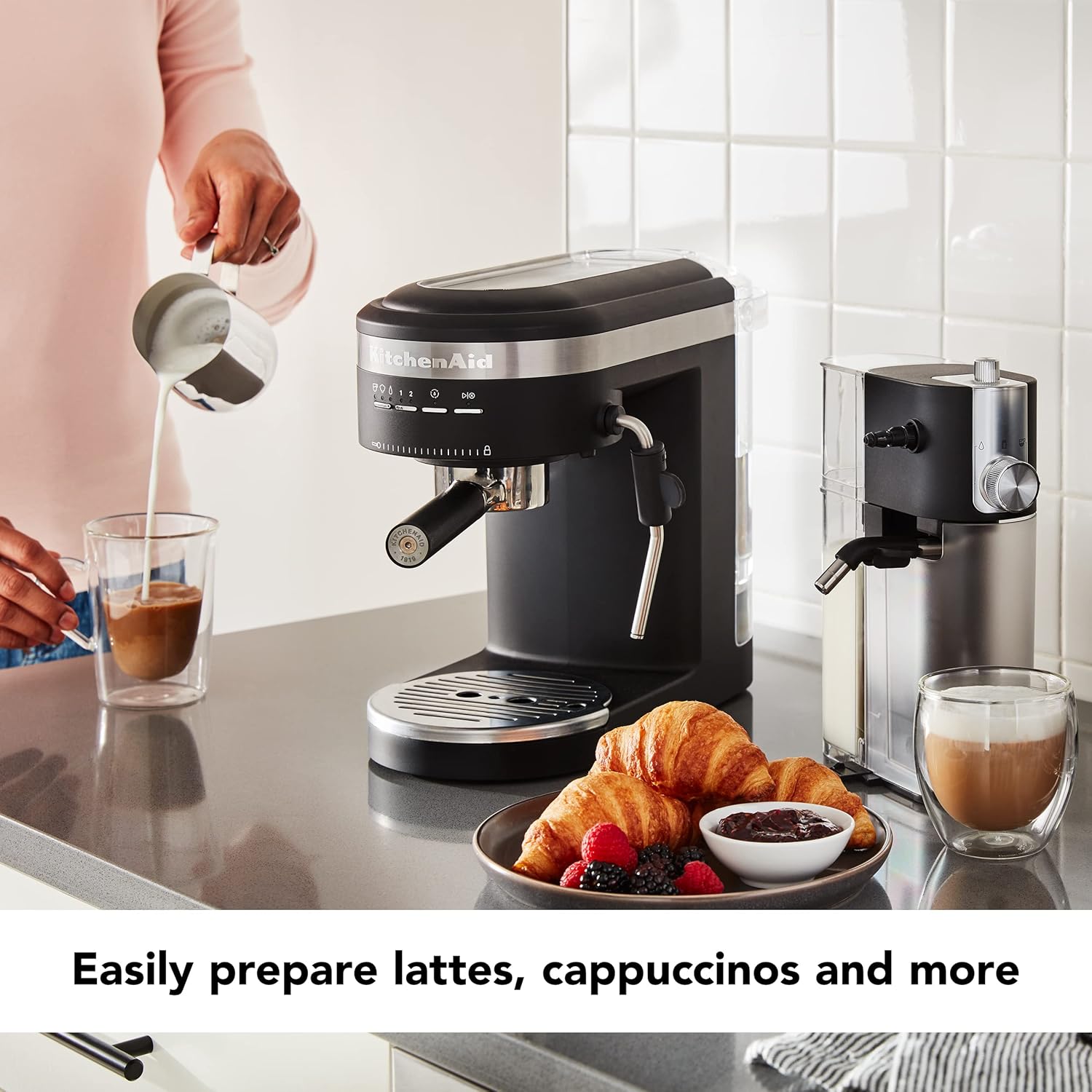 KitchenAid Semi-Automatic Espresso Machine with Automatic Milk Frother Attachment (Model KES6404)