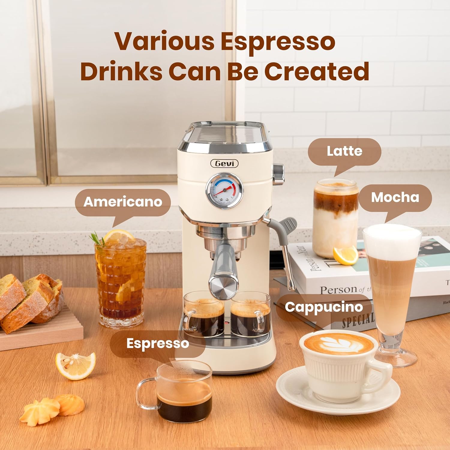 Gevi Espresso Machine 20 Bar with Grinder