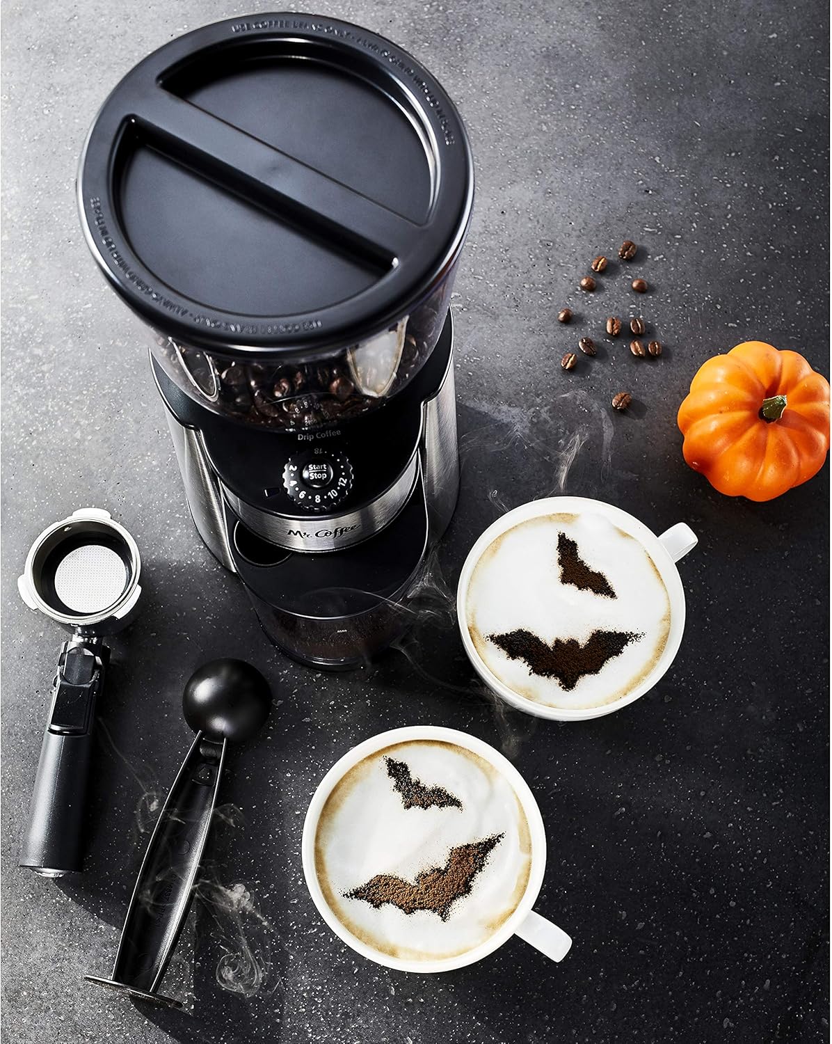 Mr. Coffee Automatic Burr Mill Coffee Grinder with 18 Custom Grinders Silver